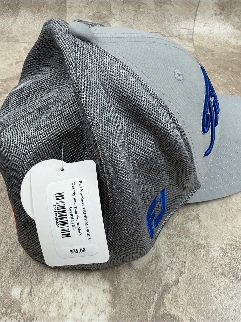 Titleist Tour Sports Mesh Grey Blue Fitted Golf Hat L/XL - Picture 4 of 5
